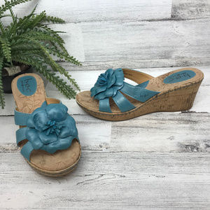 b.o.c. Born Concept Blue Wedge Sandals [486s4]